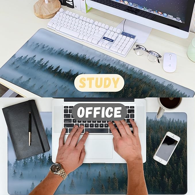 Large Mouse Pad Misty Foggy Sunset Extended Gaming Mouse Pad Desk Mat Stitched Edges Mousepad Non-Slip Rubber Base Keyboard Pad for Laptop Computer PC 35.4 x 15.7 inches