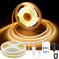 AXMOTUT 65.6ft COB LED Strip Light Warm White, High Bright LED Strips with 320LEDs, RF Remote and UL Power Supply, 2700K Dimmable LED Lights for Bedroom,Kitchen, DIY Home Decoration, 2 Rolls of 32.8ft