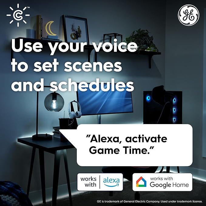 Cync GE Smart LED Light Bulbs, G25 Globe Bulb, Room Décor Aesthetic, Color Changing Light Bulbs, 60W Equivalent, Works with Amazon Alexa and Google Home (2 Pack)