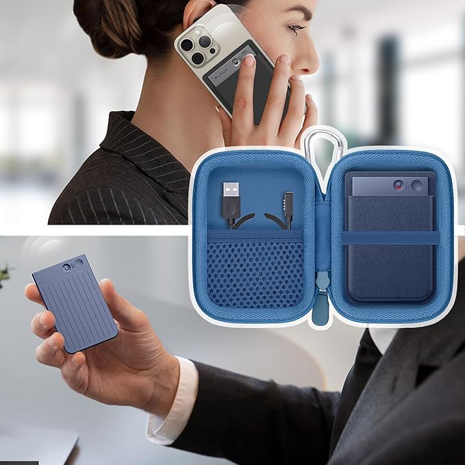Hard Carrying Travel Case for PLAUD Note/Note Pro AI Voice Recorder,Compatible with Digital Recorder and Magnetic Protective Case(Dark Blue)