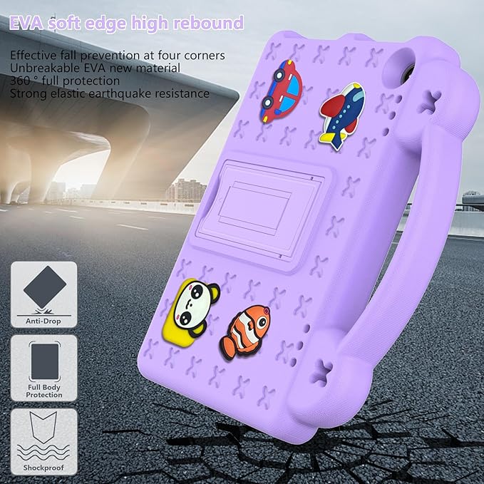 AKABEILA Compatible with Lenovo Tab M10(3rd Gen) 10.1(2022)/Huawei MatePad T 10s 10.1/MatePad T 10 9.7/MatePad SE 10.1(2022)/Honor Pad X8/Pad X8 Lite Tablet Case, Strap for Girl Kid Gift -Light Purple