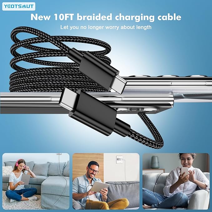 45W Fast Charger USB C, 45W Type C Fast Charger for Samsung Galaxy S25 Ultra/S25+/S24 Ultra/S24+/S23 Ultra/S23+/S22/S20, Tab 10FT Type C Cords