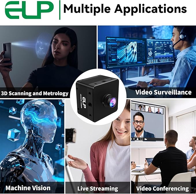 ELP High Speed 4K 60FPS USB Camera for Computer, Mini UVC 2160P USB3.0/2.0 Lightburn Cameras for Windows, Linux, Mac, Pi, Fast Frame Wide Angle 100°(H) IMX678 Webcam for PC Laptop Jetson Nano
