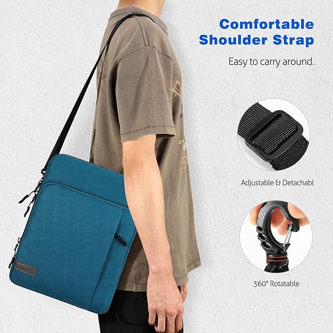 MoKo 10-13 Inch Tablet Sleeve Bag Carrying Case with Pockets Fits New 13-inch iPad Air M4 2026 & Pro M5,Pro 12.9/11,iPad 10th/Air 5/4th 10.9,i-Pad 7/8/9th 10.2, Galaxy Tab S8+/S9+ 12.4, Peacock Blue