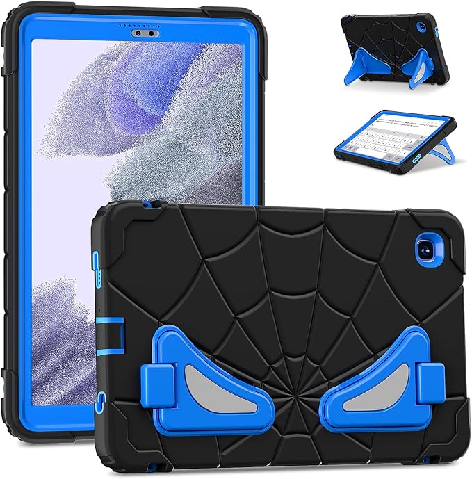 AKABEILA Compatible with Samsung Galaxy Tab A7 Lite 8.7 inch T225/T220(2021) Tablet Case，Lightweight Shockproof Rugged Protective Cover with Kickstand for Kids Children Boys Babies Black Blue