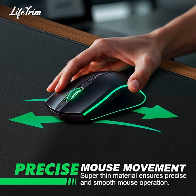 LifeTrim 36” x 13” Extra Large Mouse Pad Gaming Extended Keyboard Mat Full Desk Cover Oversized Mouse Pad XL Desk Protector Mat Giant Thick Black Gaming XXL Mousepad Large Desk Mats Deskpad