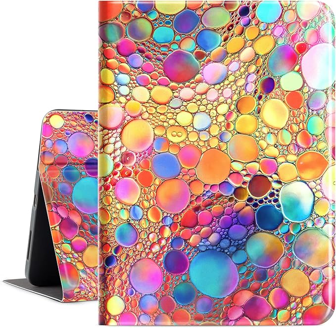 iPad Air 11-Inch Case (M3/M2) 2025/2024, iPad Air 5th/4th Generation Case, case for iPad air 11 inch Multi-Angle View Adjustable Stand Soft PU Leather Back Auto Wake/Sleep, Colored Art Bubbles