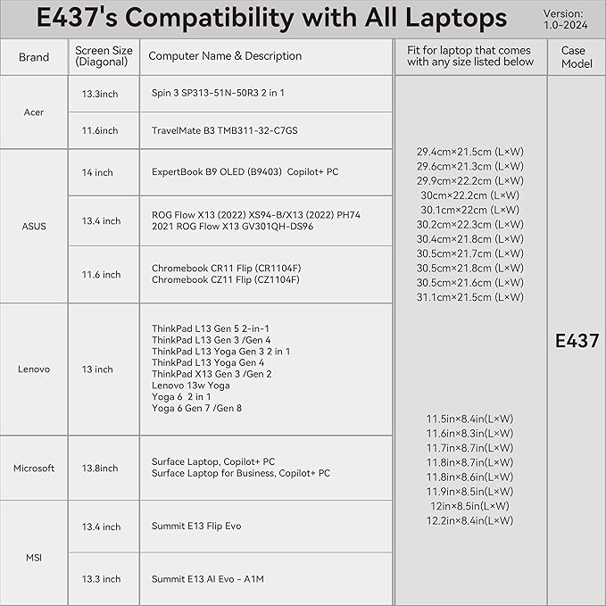 Smatree 14 inch Laptop Sleeve for ASUS ExpertBook B9 OLED B9403 Copilot+PC, for 13.4 inch ROG Flow X13 2022/2021, for 11.6 inch Chromebook CR11/CZ11 Flip, Laptop Case with Accessory Pocket (E437)
