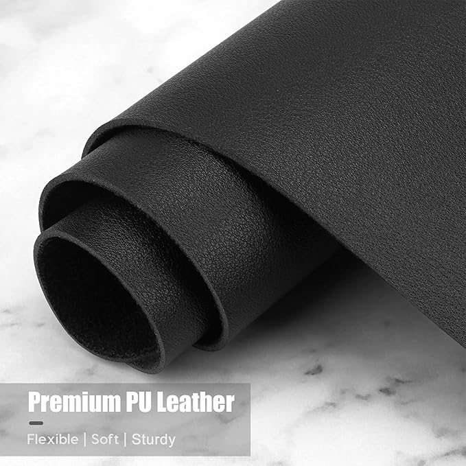 Hsurbtra Desk Pad, 35.5" x 17" PU Leather Desk Mat, XXL Extended Mouse Pad, Waterproof Desktop Blotter Protector, Non-Slip Ultra Thin Large Laptop Keyboard Writing Mat for Office Home, Black