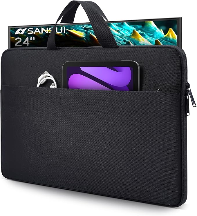 24 Inch Portable Monitor Case, Protective Carrying Sleeve for 23.8-24 inch Portable Monitors InnoView 23.8"/ASUS ZenScreen 24"/ViewSonic TD2423D 24 Inch Portables Monitor Case Bag, Black