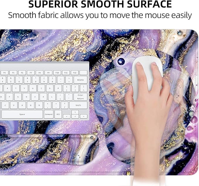 LATEEFAH Mouse Pad with Wrist Rest, Large Mouse Pad, Ergonomic Gaming Desk Pad Keyboard Wrist Rest Set, 4-in-1 Desk Mat Keyboard Mat for Home, Office