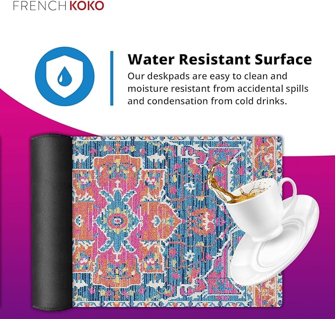 French KOKO Large Mouse Pad, Desk Mat, Keyboard Pad, Desktop Home Office School Essentials College Cute Decor Big Extended Laptop Protector Computer Accessories Pretty Mousepad Women Girls XL