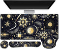 Gaming Mouse Pad, Large Desk Mat, Cute Desk Pad Protector, 4in1 XXL Mousepad + Keyboard Wrist Rest+Mouse Wrist Rest+Coaster Set with Ergonomic Desk Pad for Home Office PC Computer, Stars and Moon