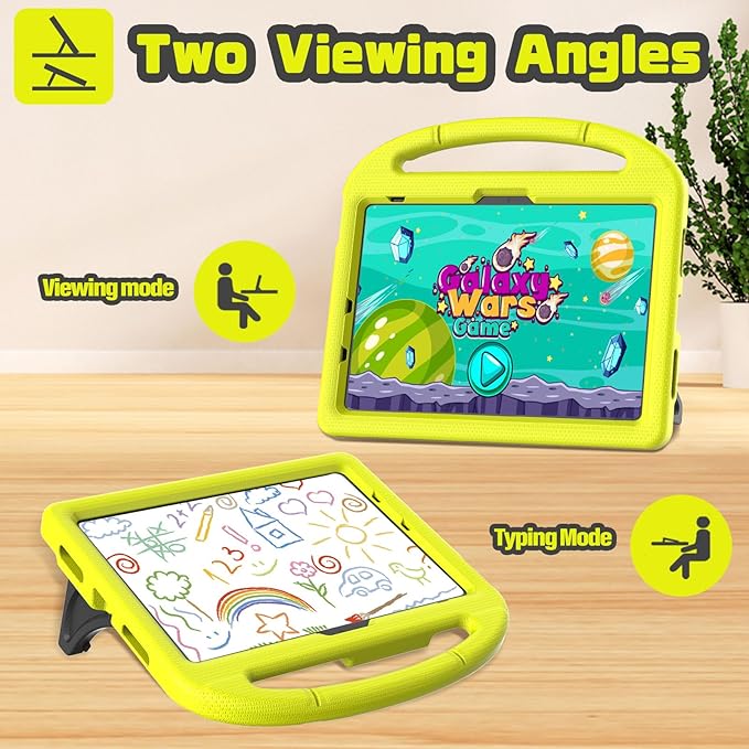 YIHE Kids Case for iPad (A16) 11th Generation 11 Inch 2025 & iPad 10th Generation 10.9 inch 2022, with Built-in Screen Protector and Stable Stand, Full Body Shockproof Protective Cover - Light Yellow