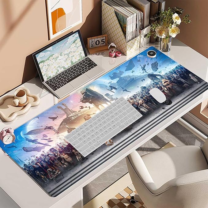 Large Gaming Mouse Pad，Long Mousepad, Extended XL Office Desk Mat, Long Full Desk Pad，Stitched Edges & Anti-Slip Rubber Base，Desk Pad for Keyboard and Mouse，Desk Accessories Supplies，31.5 x 11.8 inch