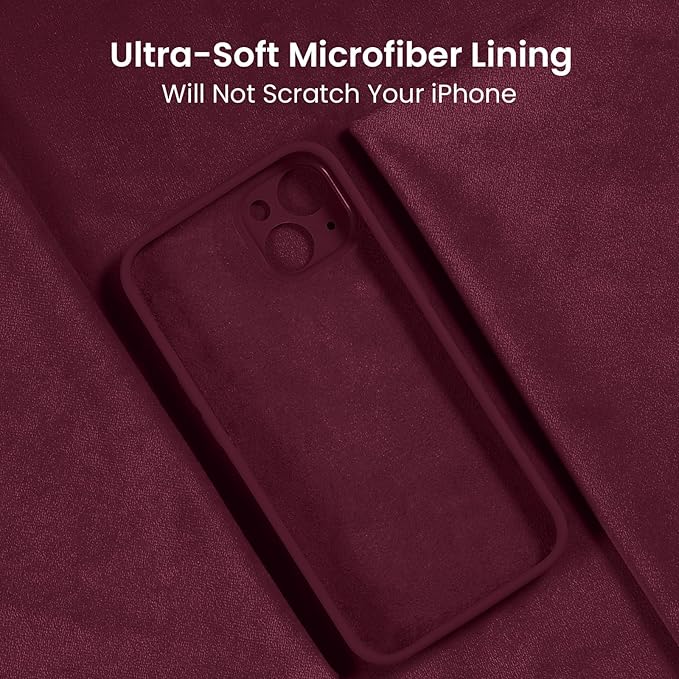 FireNova Designed for iPhone 15 Case, Silicone Upgraded [Camera Protection] Phone Case with [2 Screen Protectors], Soft Anti-Scratch Microfiber Lining Inside, 6.1 inch, Plum
