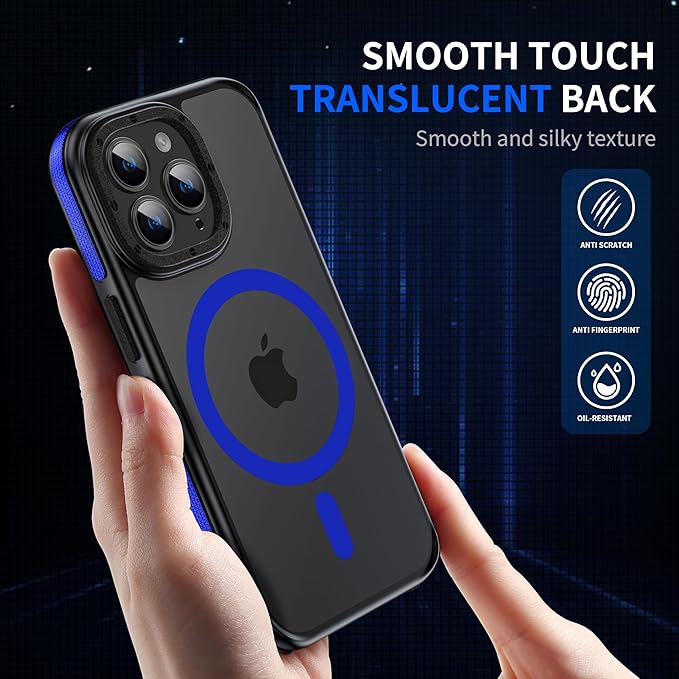 Strong Magnetic case for iPhone 14 Pro Max [10Ft Military-Grade Protection] Compatible with fit MagSafe Shockproof Slim Thin Cover 6.7 inch 14 Pro Max Phone case, Blue Bumper