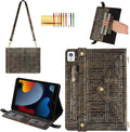 Handbag Case for iPad 9th 8th 7th Gen 10.2"/iPad Pro 10.5/iPad Air 3 2019 - Techcircle Vintage Pattern Crossbody Folio Stand Wallet Case with Pencil/Card Holder, Hand Grip/Shoulder Strap, Retro Bronze