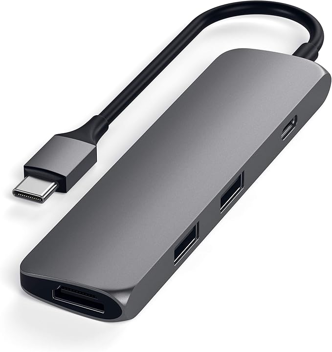 Satechi USB C Hub Multiport Adapter, USB C Docking Station with 4K HDMI, 60W USB C PD Charging, 2 USB-A, for MacBook Pro/Air M1 M2 M3, Dell, HP, Surface, Lenovo - Space Gray