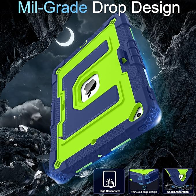 for iPad 9th/ 8th/ 7th Generation 10.2 Inch (2021/2020/ 2019) iPad Case 9th Generation with Pencil Holder,Heavy Duty Shockproof Cover for i Pad 9th/8th/7th Gen,Navy Green