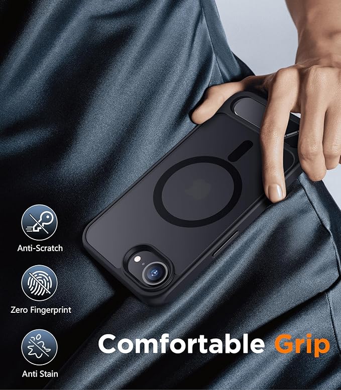 Magnetic Compatible with iPhone 16E Case, [Built-in Invisible Kickstand][Compatible with MagSafe][Military Grade Shockproof] Slim Translucent Matte Case for iPhone 16E 6.1" 2025