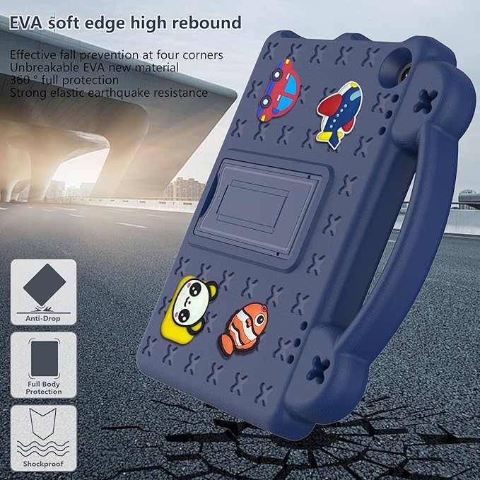 AKABEILA Compatible with Lenovo Tab M10(3rd Gen) 10.1(2022)/Huawei MatePad T 10s 10.1/MatePad T 10 9.7/MatePad SE 10.1(2022)/Honor Pad X8/Pad X8 Lite Tablet Case, Strap for Girl Kid Gift - Navy Blue
