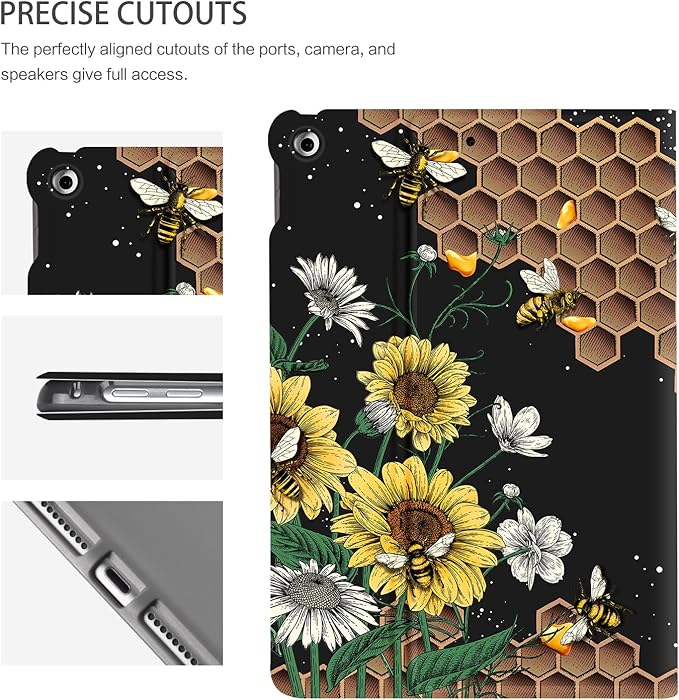 Case for iPad 9th Generation, for iPad 8th/7th Gen Cover, iPad 10.2 inch for iPad Case 9th Generation Multi-Angle Viewing with Adjustable Stand Auto Wake/Sleep, Sunflowers