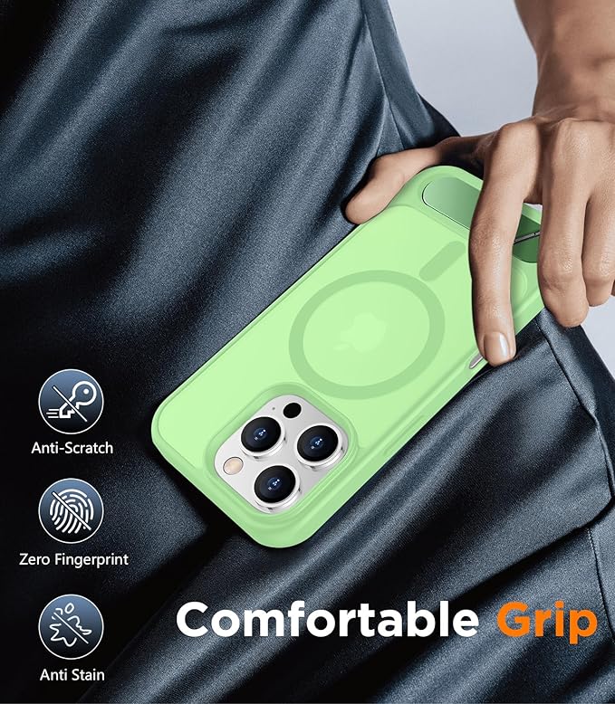 Magnetic Compatible with iPhone 16 Pro Max Case, [Built-in Invisible Kickstand][Compatible with MagSafe][Military Grade Shockproof] Slim Translucent Matte Phone Case for iPhone 16 Pro Max 6.9"