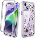 Diaclara Designed for iPhone 14 Case, Full Body Rugged Case with Built-in Touch Sensitive Anti-Scratch Screen Protector, with Camera Lens Protector for iPhone 14 6.1" (Camellia)