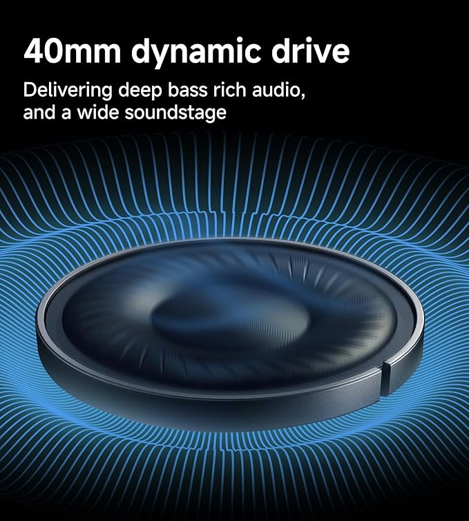 King Lucky B900 Hybrid Active Noise Cancelling Headphones, Wireless Over Ear Headphones, Bluetooth 5.4, Hi-Res Audio, Deep Bass, Comfortable Fit, with Mic, for Commuting, Travel, Home, Work, Black