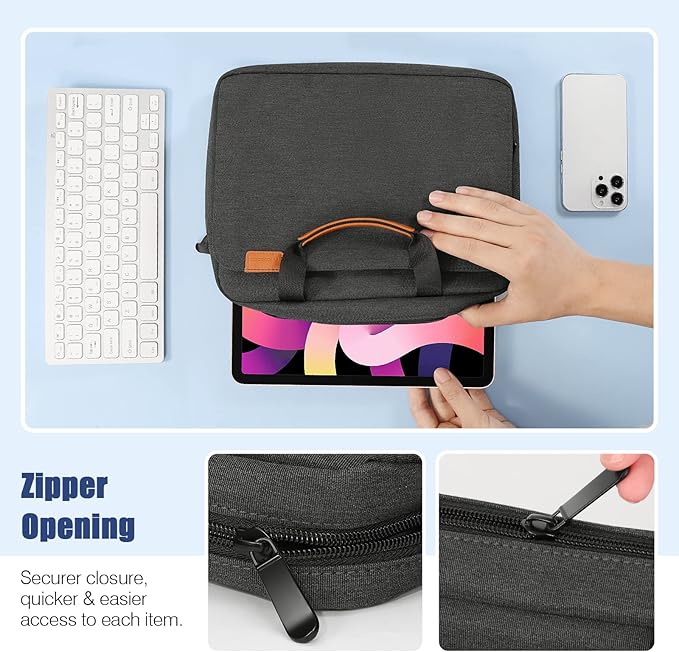 MoKo 13-14 Inch Laptop Sleeve Bag, Protective Handle Shoulder Bag Fits New 13-inch Mac Air M5/Mac Neo A18 Pro, 14-inch MacPro M5/M4/M3/M2/M1, 13-inch Mac Air M4/M3/M2/M1, Black & Gray