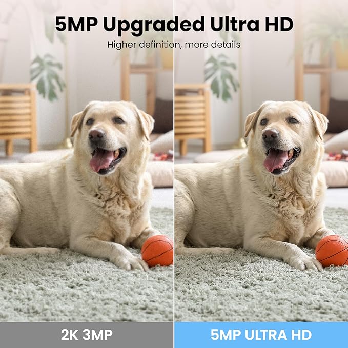 wansview 5MP UHD Pet Camera with Phone app, 5Ghz&2.4Ghz Dual Wi-Fi Security Camera Indoor for Monitoring Home/Baby/Cat/Dog, 2 Way Audio, 24/7 TF Card Storage(TF Card Not Included), Q5 (White)