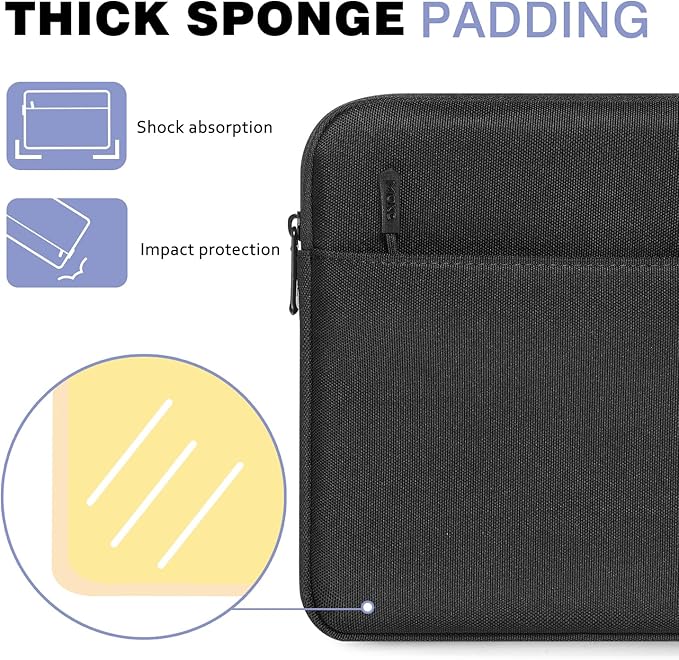 MoKo 9-11 Inch Tablet Sleeve Bag - Carrying Case for iPad Pro M4/Air M2/5/4/3, iPad 10th/9/8/7, Tab S8/S9, Black