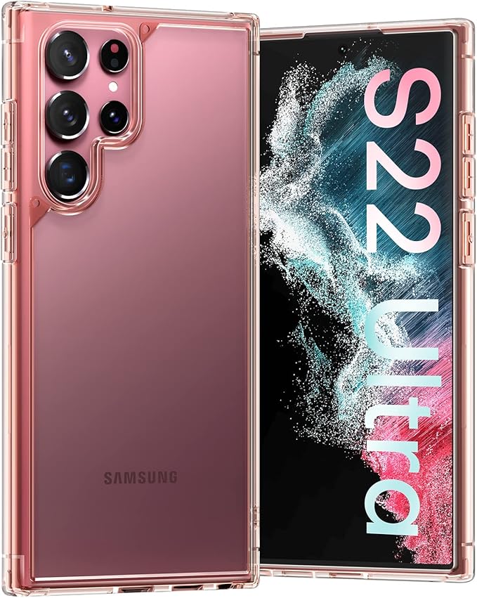 TOCOL for Samsung Galaxy S22 Ultra Case, Translucent Matte Hard Back [Military Grade Shockproof] [Anti-Scratch & Anti-Fingerprint] Slim Fit Protective Cover for Galaxy S22 Ultra Case 6.8'', Rose Gold