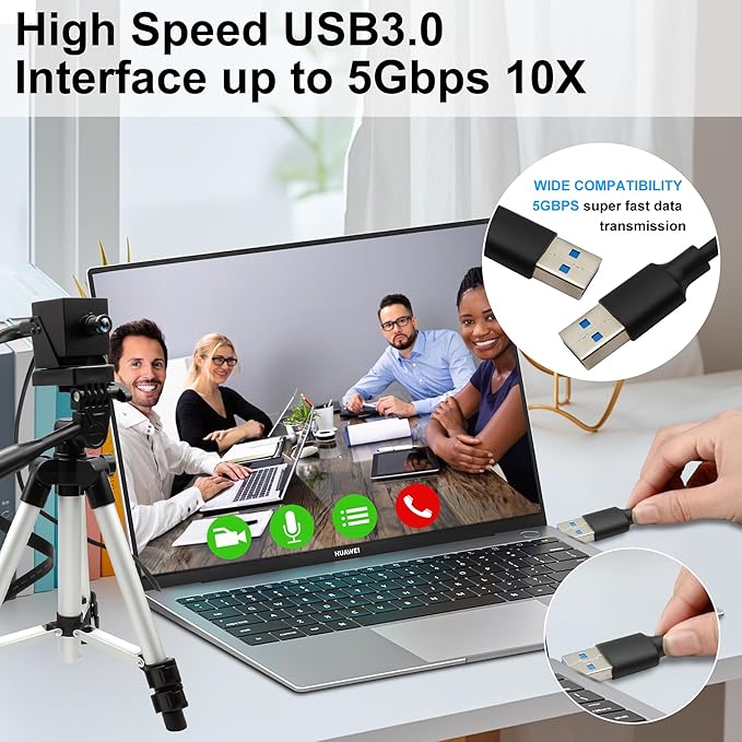 4K HDMI USB3.0 Camera Simultaneous Output 60fps H.264 Webcam with 25° Narrow Angle Lens, 2X Digital Zoom Plug and Play for Video Conference Industrial TV
