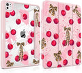 Case for iPad Pro 13 Inch (M5 2025 M4 2024) – [Built-in Pencil Holder], Shockproof & Stylish, Clear Hard Back + Soft TPU Edge, Magnetic Trifold Stand, Auto Wake/Sleep, Cherry & Leopard