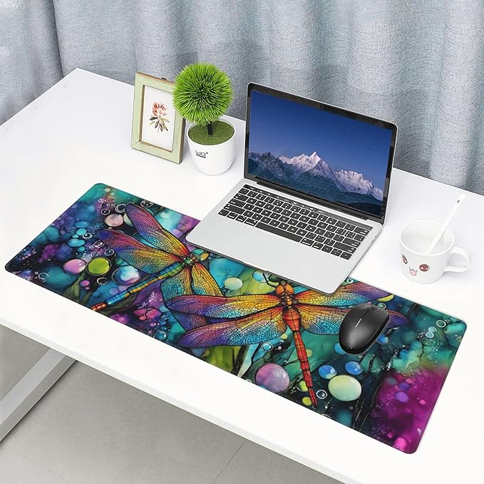 Dragonfly Mouse Pad Extended Large Gaming Mouse Pad XL Stitched Edges for Gamer Home Office 31.5 X 11.8 Inch