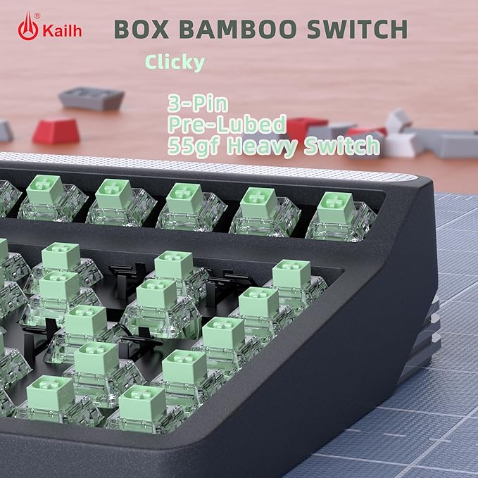 Kailh Box Bamboo Clicky Keyboard Switch,3-pin 55gf Heavy Typing & Gaming Switches for MX Mechanical Keyboard(72pcs)