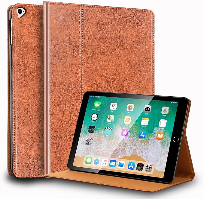 for Ipad Pro 12.9 inch Case 1st/2nd Gen 2015/2017 Old Model Genuine Leather Cover Protective Shell,Auto Wake/Sleep.Brown