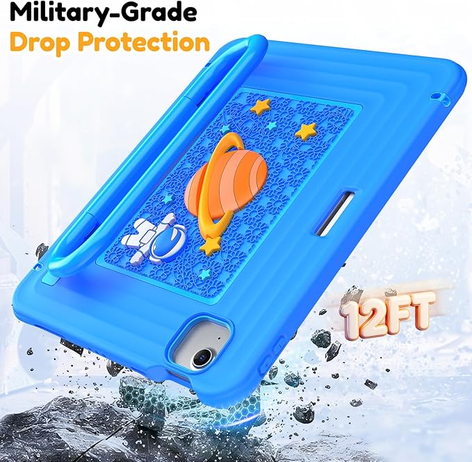 KAIJIAbox Kids-Friendly Case for iPad Air 11" M4/M3/M2, Pro 11" 4th/3rd/2nd/1st Gen, Air 5th/4th - Military-Grade Drop Protection with Metal Handle/Stand, Screen Protector, Pen Holder, Shoulder Strap