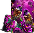 for Amazon Kindle Fire 7 (12th Generation, 2022 Release) 7" Tablet Case, Slim Kickstand Stand Leather Smart Cover with Auto Wake/Sleep, 2 Hummingbird Flowers