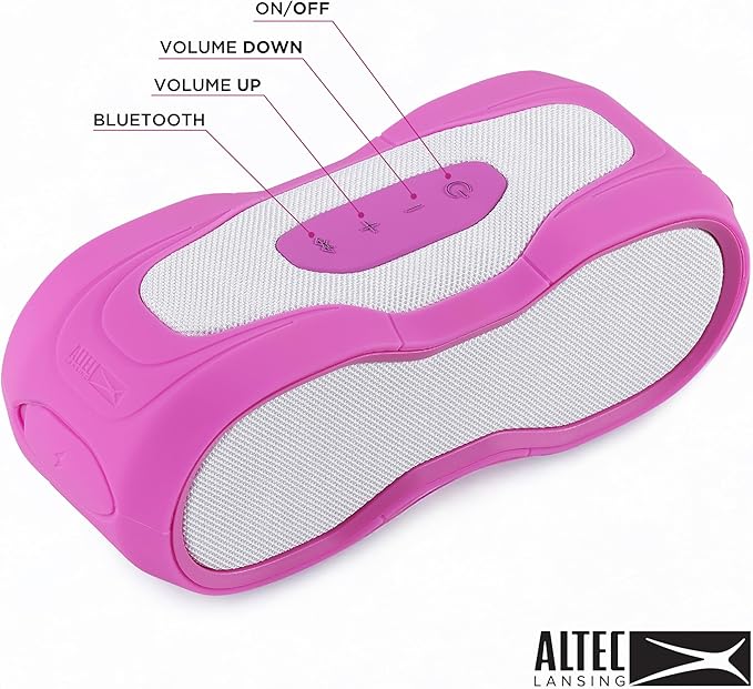 Altec Lansing - BoomJacket Wireless Bluetooth Speaker, Magnetic Waterproof Speaker, IPX7 Outdoor Speaker with 24H Playtime, Portable Speaker with Carabiner, Mountable, Quick Charge