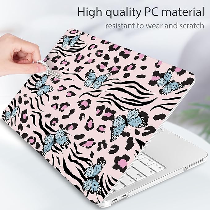 Tuiklol for 2026 MacBook Neo 13 Inch A18 Pro Chip Case, (Model A3404) Anti-Scratch Anti-Drop Slim Hard PC Shell Case with Shockproof Protective MacBook Neo Laptop Cover, Leopard Butterfly