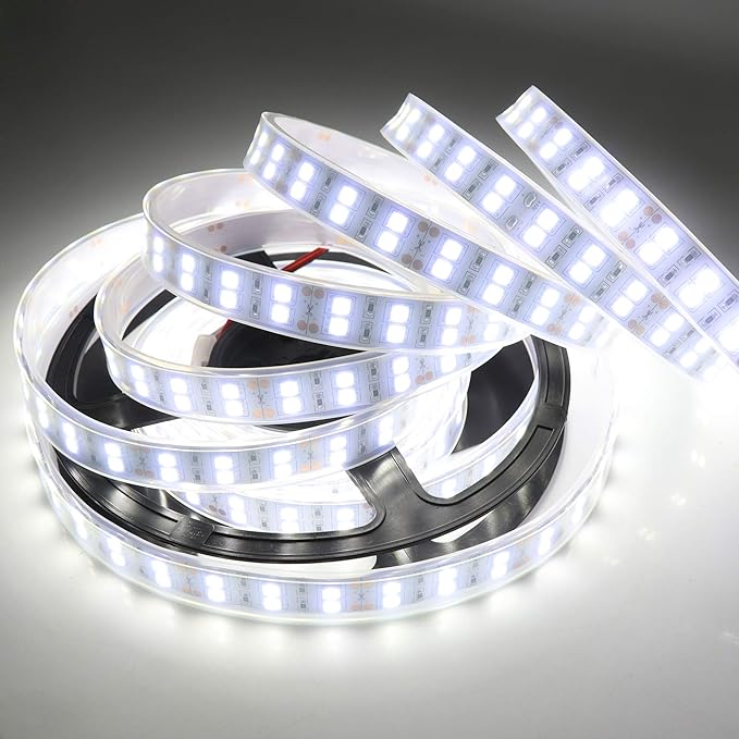 LEDENET LED Light Strip White 6000K Double Row 600LEDs SMD 5050 LED Flexible Strip Lighting DC 12V Dimmable Light Waterproof IP67 Outdoor Use 16.4ft