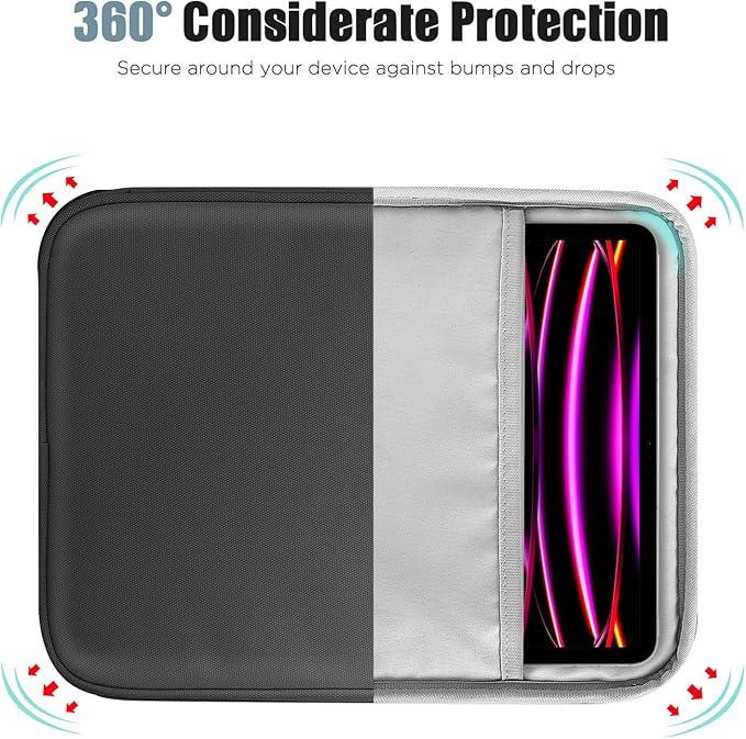 TiMOVO 13 Inch Tablet Sleeve with Pocket for iPad Air 13" M3 2025, iPad Pro 13"/12.9", Galaxy Tab S9/S10 Plus/S9 FE+ 12.4", Remarkable Paper Pro 11.8", Black