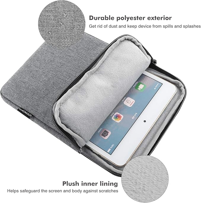 MoKo 9-11 Inch Tablet Sleeve Bag Carrying Case Fits New 11inch iPad Air M4, iPad A16 2025, iPad Pro 11 M4, Air 5/4/3, iPad 10/9/8th Gen, Tab S8/S9 11", Tablet Carrying Case, Light Gray