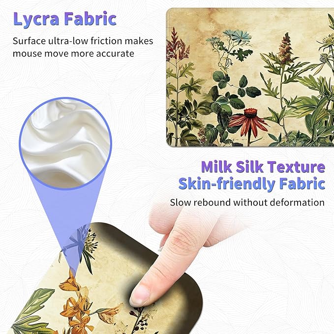 Large Mouse Pad Set, Desk Mat + Elbow Rest Pad + Coaster, Easy Typing Pain Relief, Ergonomic Arm Rest Pad with Memory Foam, Extended Desk Pad Anti-Slip Rubber Base for Office Home, Plant Specimen