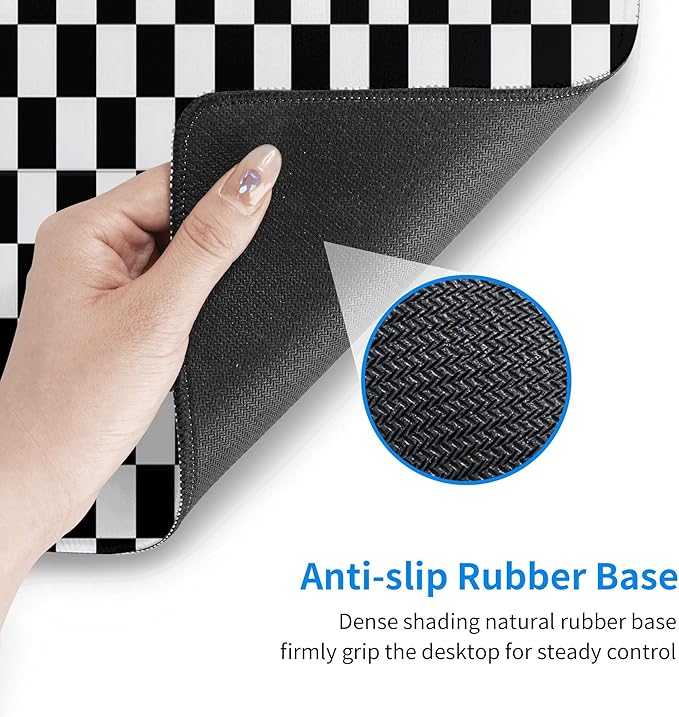 Black and Wite Checkerboard Mouse Pad Extended Large Gaming Mouse Pad XL Stitched Edges for Gamer Home Office 31.5 X 11.8 Inch