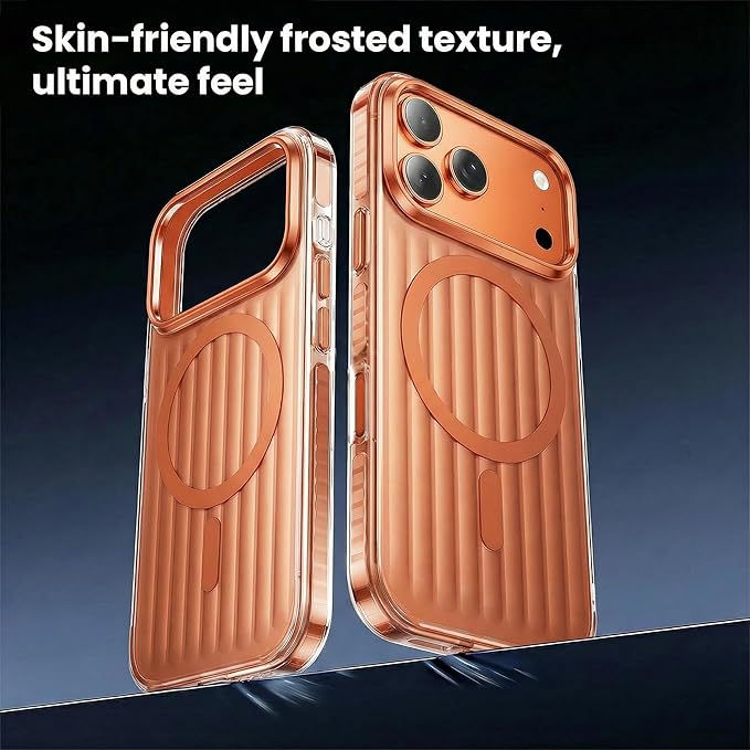 Magnetic Cooling Case for iPhone 17 Pro Max, with Air Vortex Heat Dissipation Technology, Anti-Fingerprint, Fit for MagSafe, Military-Grade Bumper, Included Camera Lens & Screen Protector,Orange