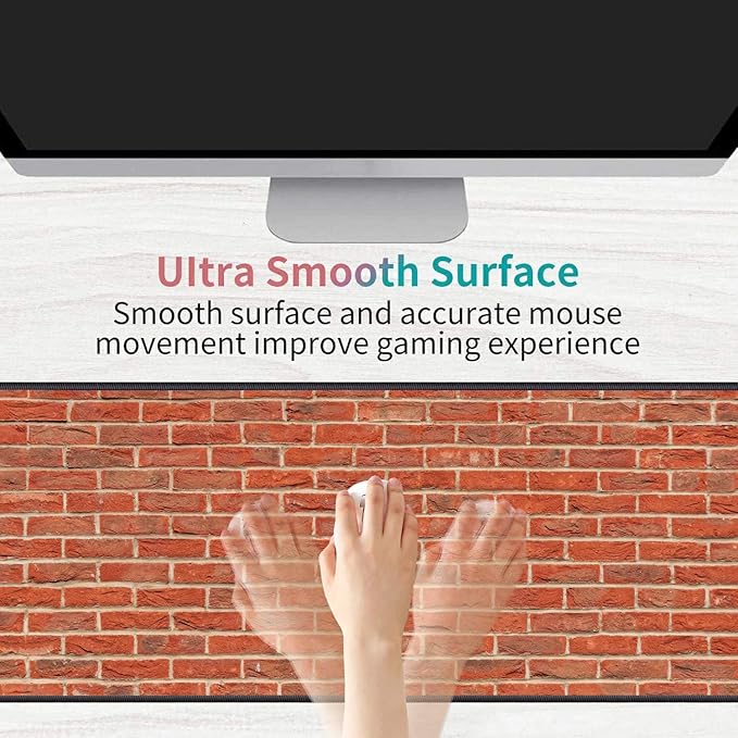 Desk Pad Mat Gaming Mouse Pads with Coasters Set, Stitched Edges Design Mouse Pad XXL Large Mouse Pad for Laptop Computers Red Brick Wall Pattern Desk Writing Mat for Office & Home 31.5"x 11.8"